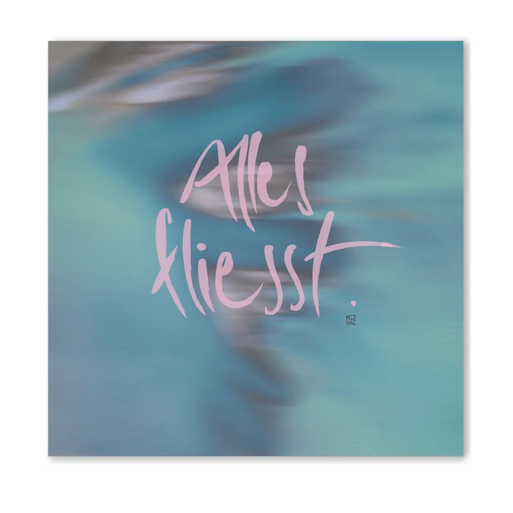 Premium Wandbild „Alles fließt“ für Paare – Sign by Jwala® Originaldruck, hochwertige Leinwand mit WIR Karte, spirituelle Kunst, Unikat, exklusives Wohnaccessoire für Balance und Gelassenheit
