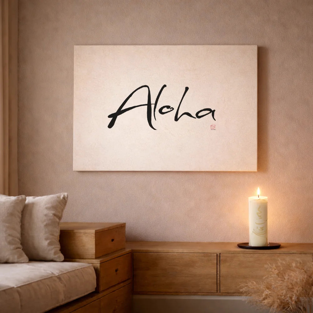 Exklusive Leinwand „Aloha“ mit Originaldruck von Sign by Jwala® – Handgemalte Wandkunst aus Tirol, limitiert und hochwertig