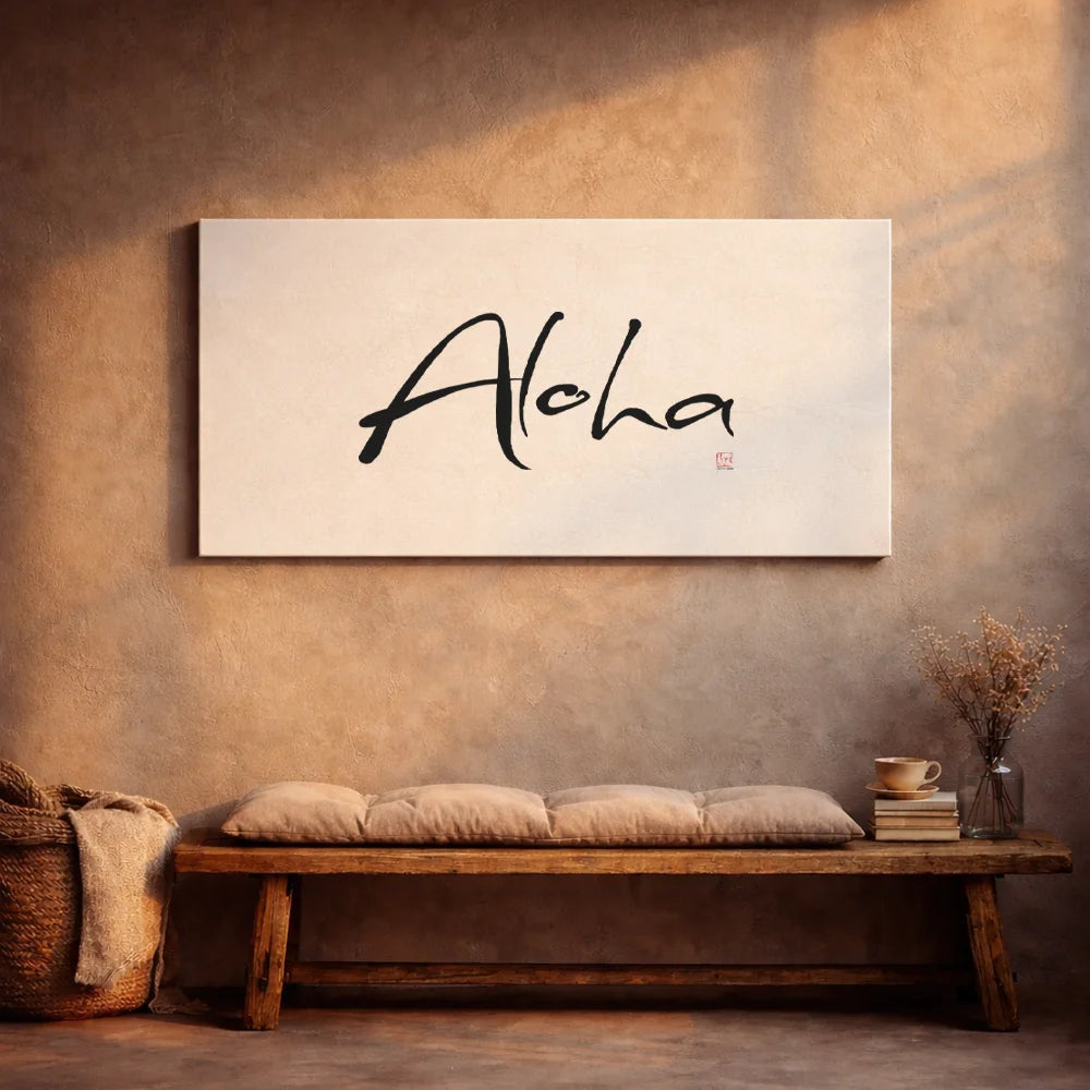 Handgemachte Leinwand „Aloha“ – Sign by Jwala® Originaldruck, Limited Edition, besondere Wanddekoration für dein Zuhause