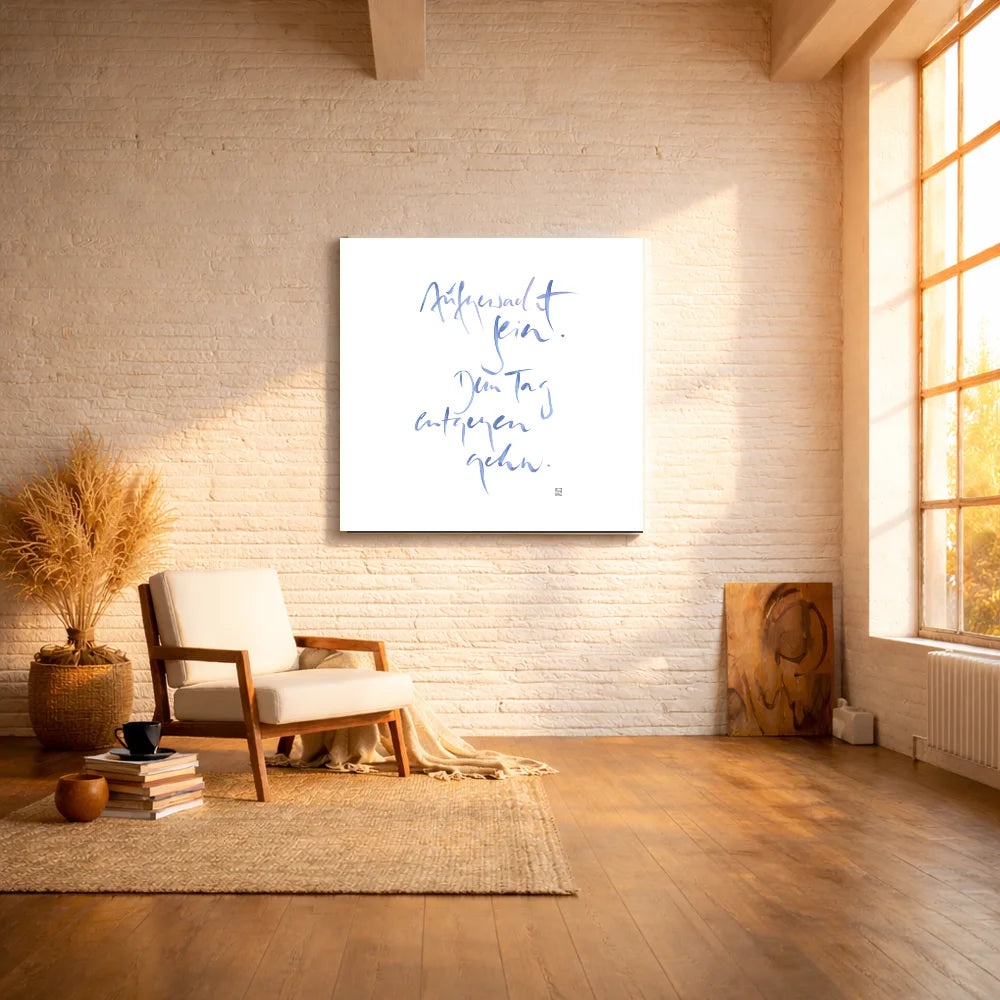 Exklusive Leinwand „Aufgewacht sein.“ mit Fingerzeige Karte – Originaldruck von Sign by Jwala®, handgefertigte Wandkunst aus Tirol, Limited Edition