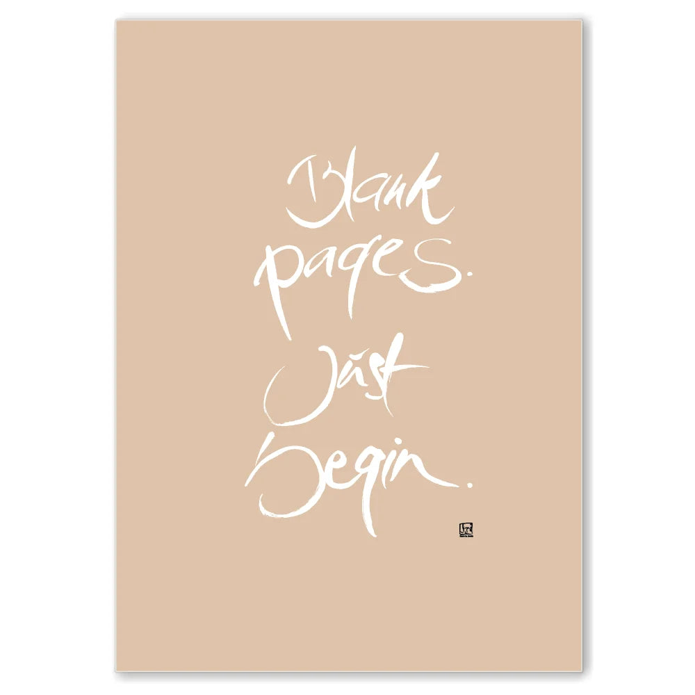 Luxus Leinwanddruck „Blank pages. Just begin.“ – Sign by Jwala® mit Fingerzeige Karte, exklusive Deko, liebevoll gefertigt, Einzelstück aus Tirol