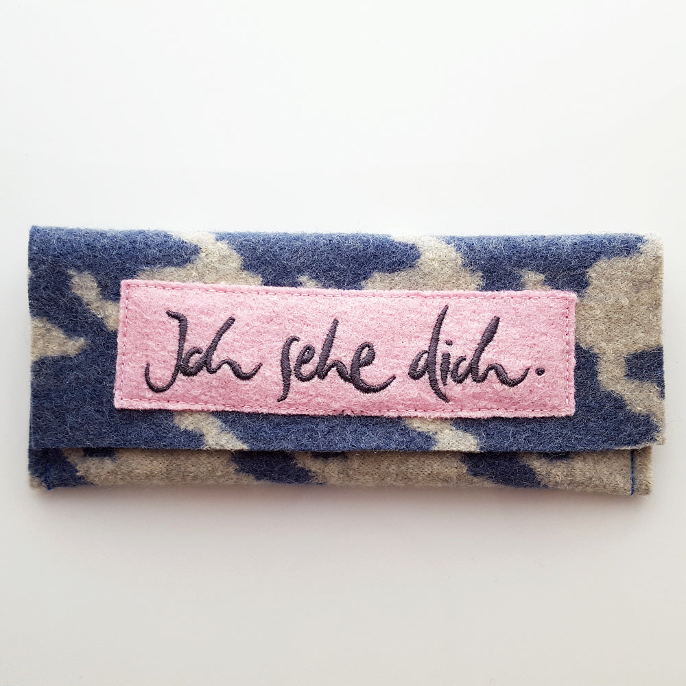 Brillentasche "Ich sehe dich" Hahnentritt Blau