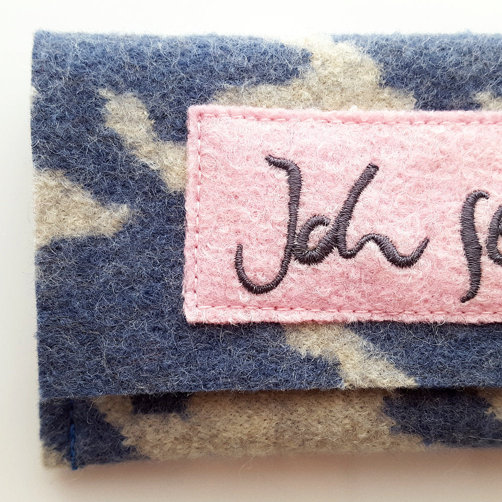 Brillentasche "Ich sehe dich" Hahnentritt Blau