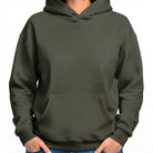 Vorderansicht eines gemütlichen Oversized-Hoodies in Khaki  ohne Sign vom Signshop Tirol.
