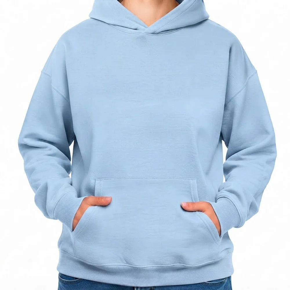 Blue Soul Oversized-Kapuzenpullover ohne Sign, perfekt geeignet für ein individuelles Textil-Signing.