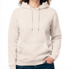 Schlichter Damen-Kapuzenpullover in Vintage White ohne Sign mit Kängurutasche.