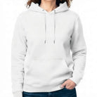 Klassischer Damen-Hoodie in reinem Weiß ohne Sign, perfekt geeignet für jede Art von Textil-Bedruckung.
