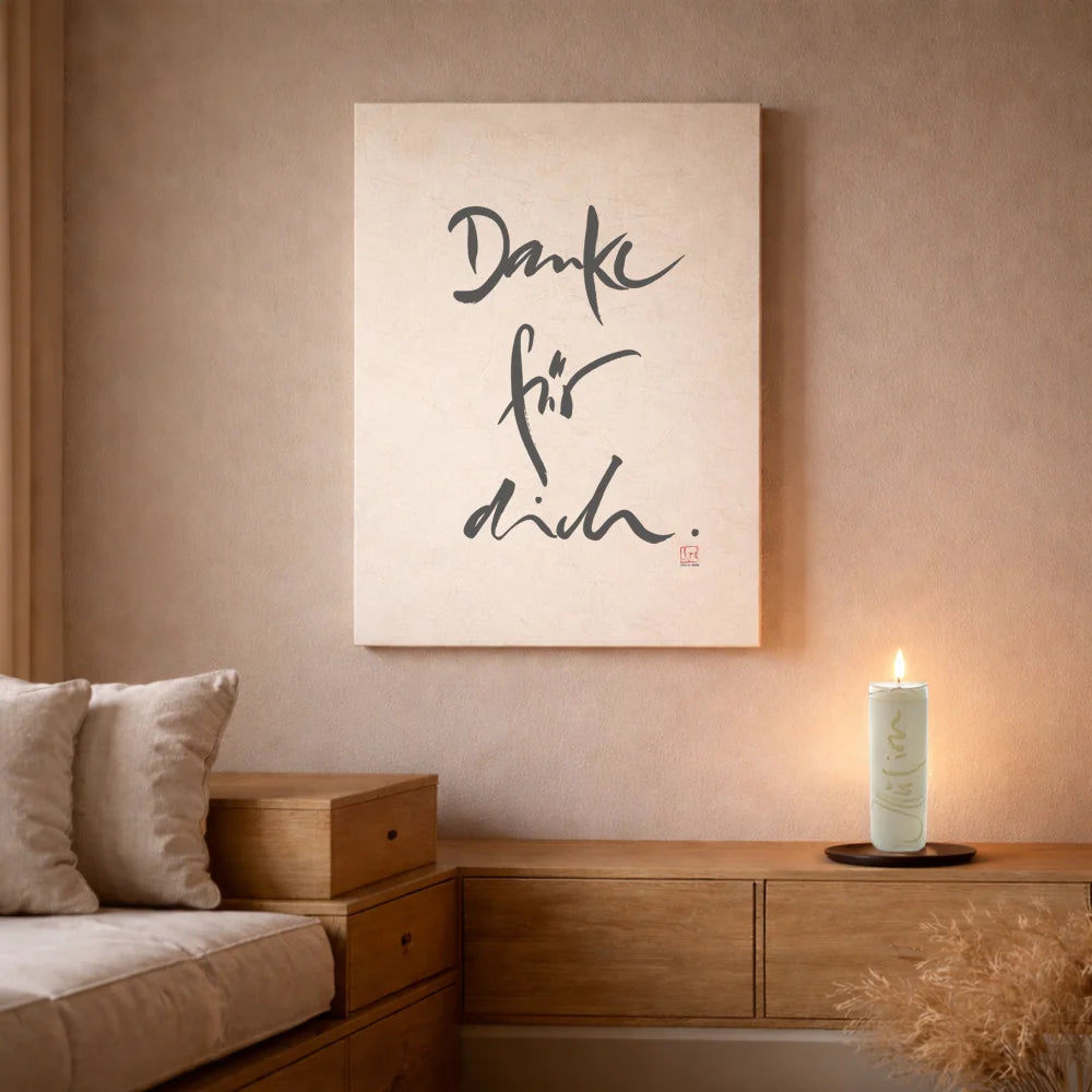 Exklusive Leinwand „Danke für dich“ – Originaldruck von Sign by Jwala®, handgefertigte Wandkunst aus Tirol, Limited Edition