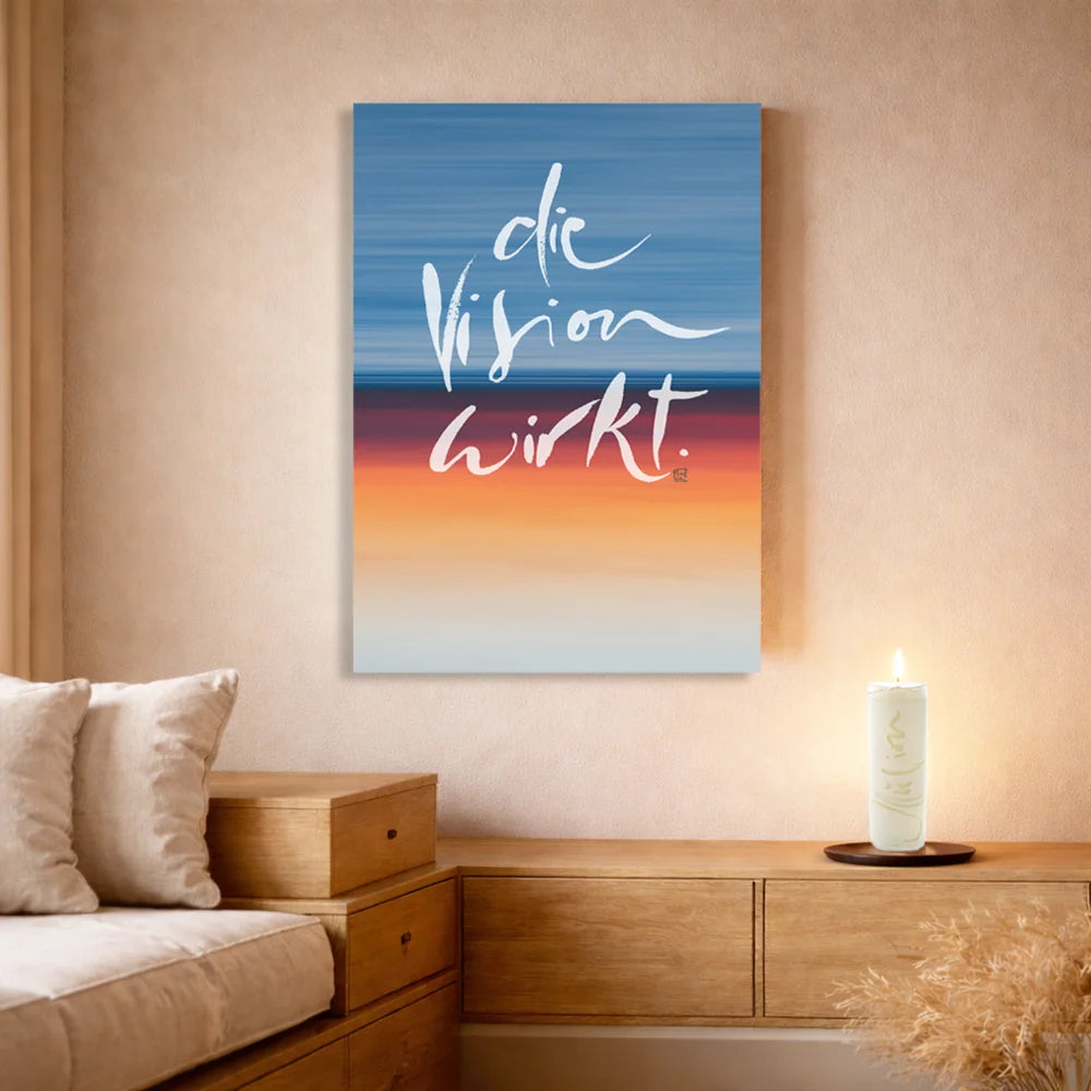 Exklusive Leinwand für Paare „Die Vision wirkt. Was ich wirklich, wirklich will“ mit WIR Karte – Originaldruck von Sign by Jwala®, handgefertigte Wandkunst aus Tirol, Limited Edition, einzigartiges Geschenk für Beziehung und gemeinsame Ziele