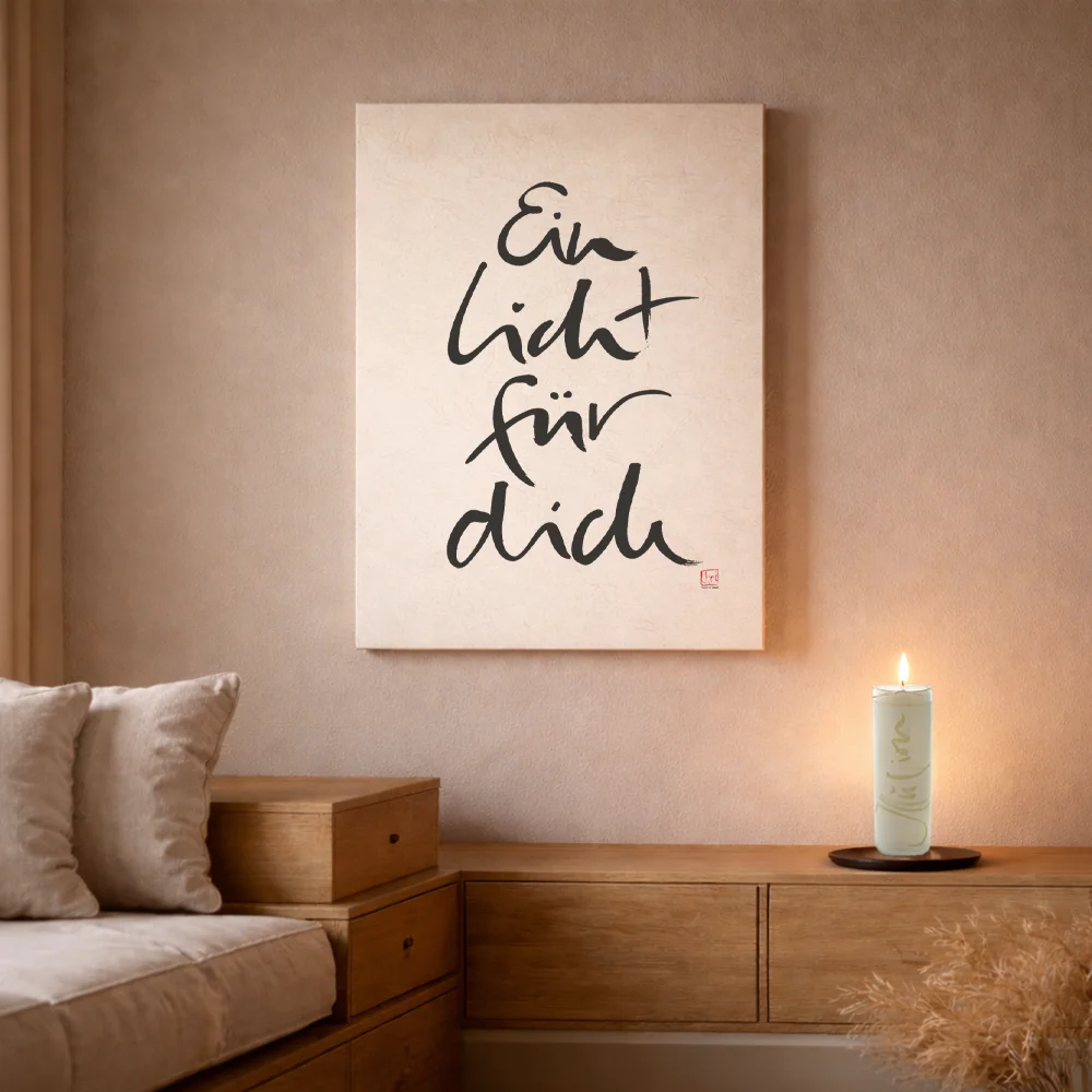 Handgemachte Leinwand „Ein Licht für dich“ – Originaldruck, Sign by Jwala®, inspirierende Wanddekoration, limitiertes Kunstwerk