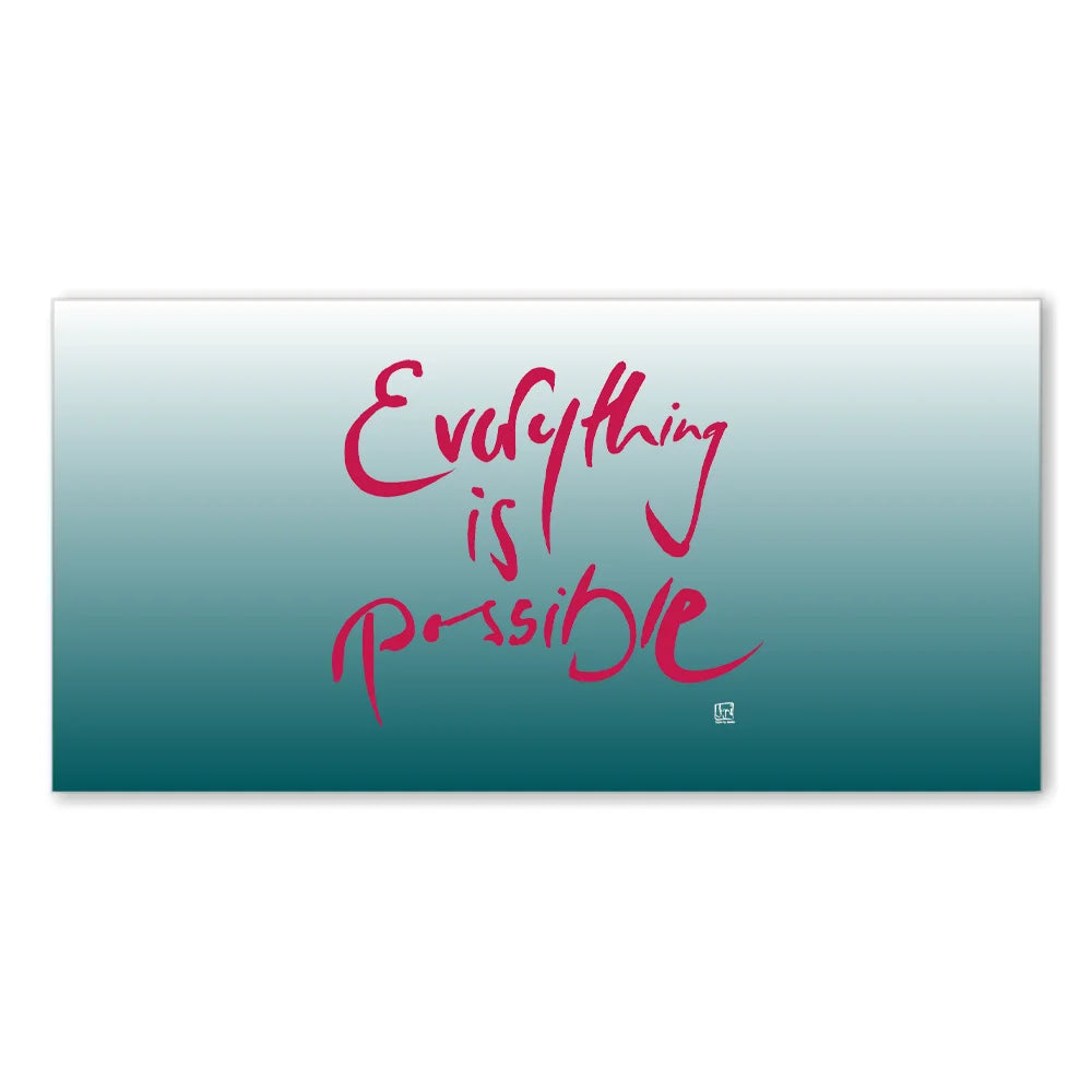 Premium Wandbild „Everything is possible.“ – Sign by Jwala® Originaldruck mit Fingerzeige Karte, hochwertige Leinwand, spirituelle Kunst, Unikat aus Tirol
