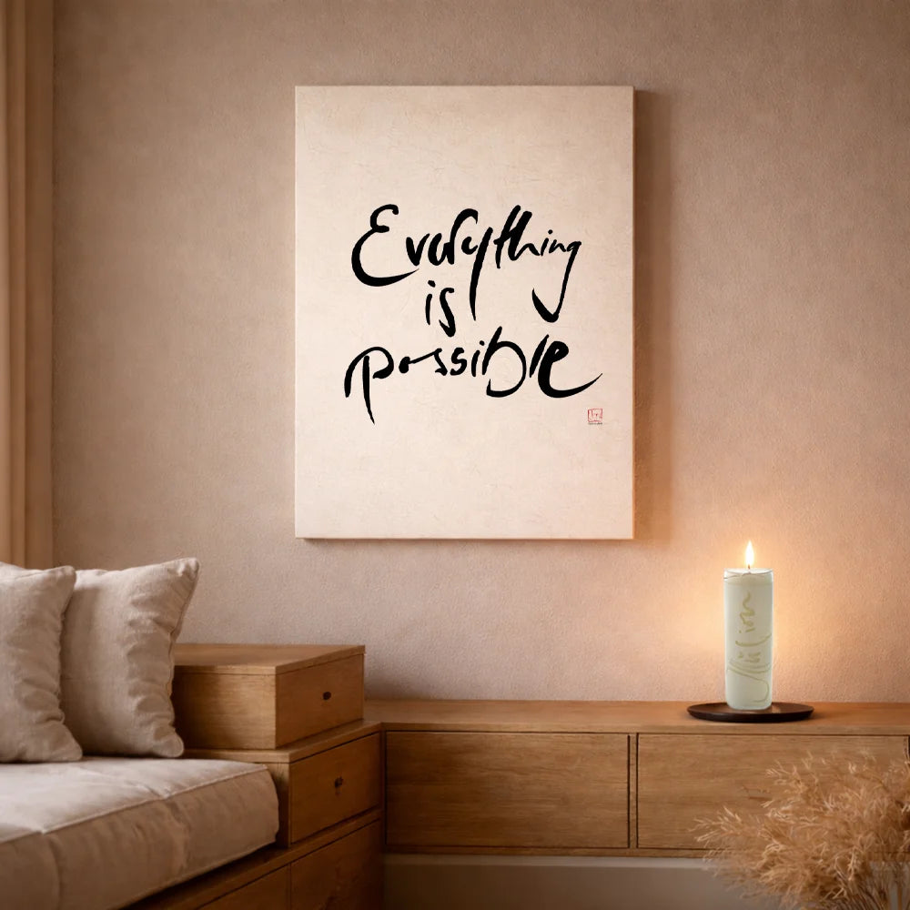 Inspirierendes Leinwandbild „Everything is possible.“ – Sign by Jwala® Original, Limited Edition, hochwertige Kunst aus Tirol, Motivation für Selbstvertrauen und Erfolg