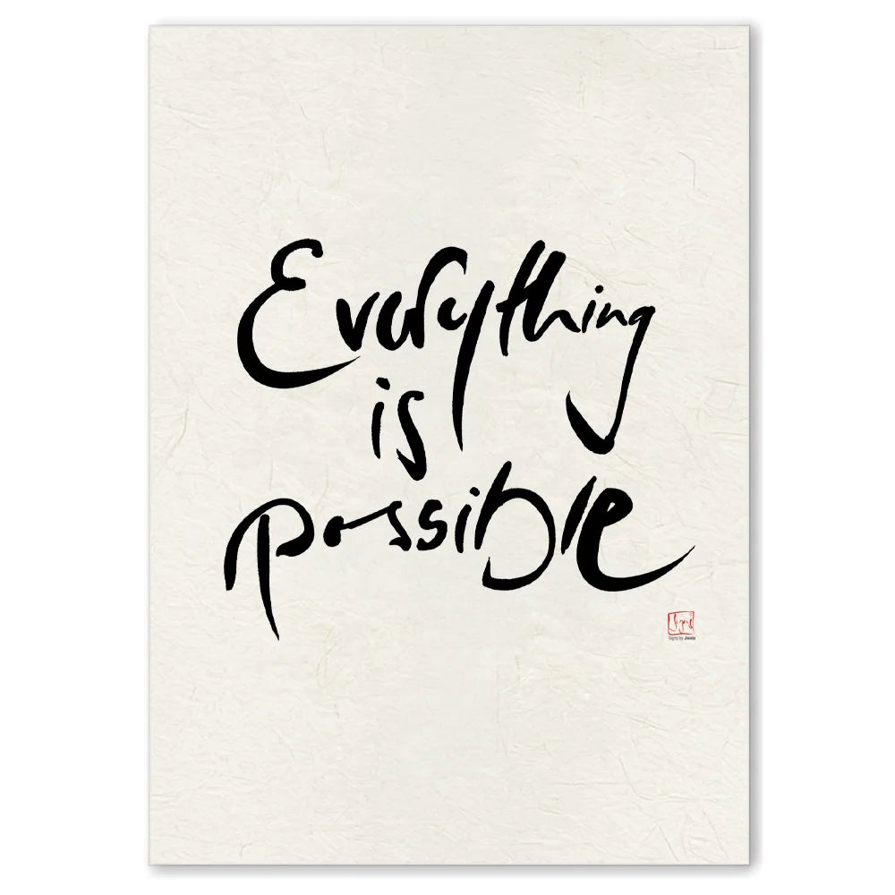 Handgemachtes Leinwandbild „Everything is possible.“ – Originaldruck, Sign by Jwala®, inspirierende Wanddekoration, limitiertes Kunstwerk, wertvolles Geschenk für neue Perspektiven