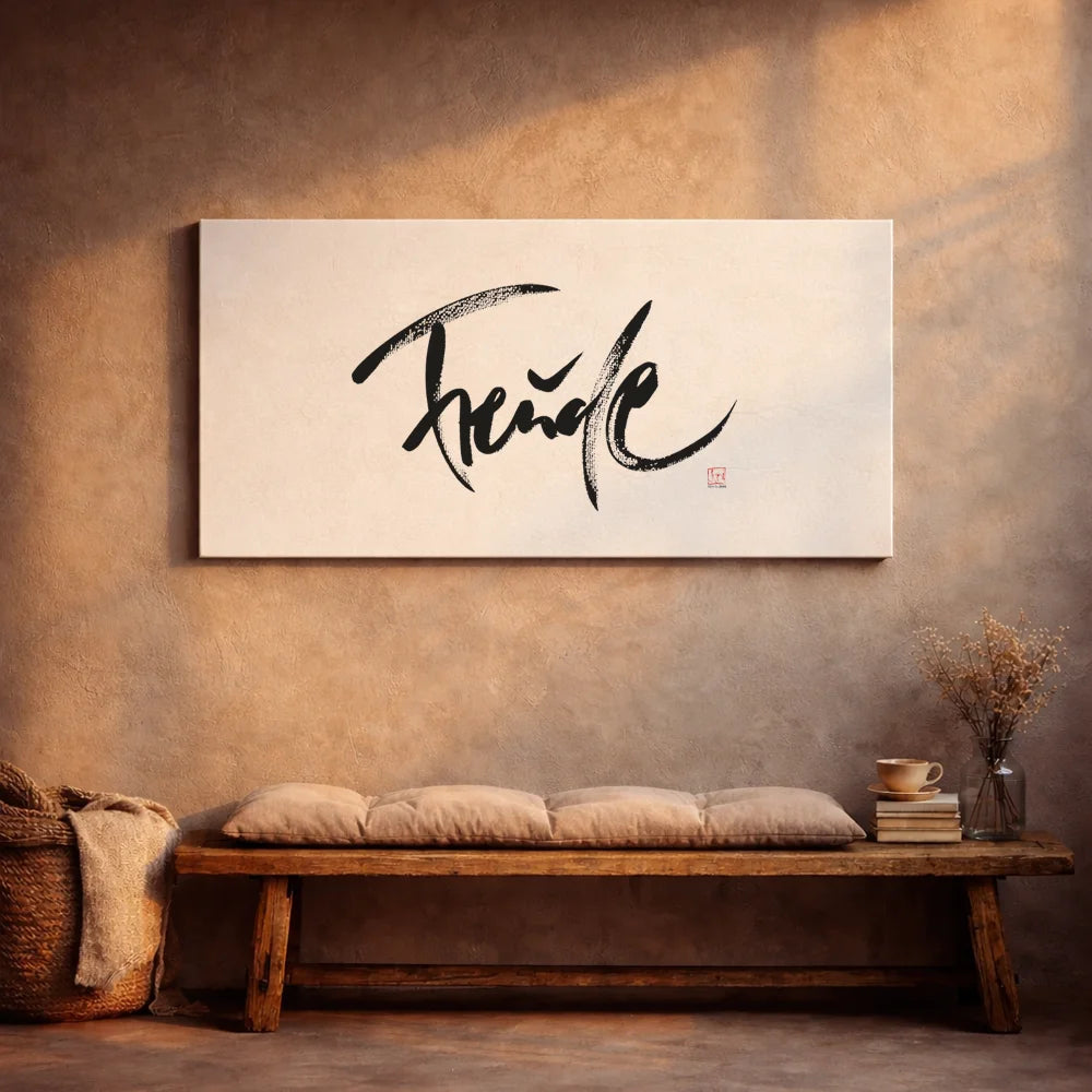 Handgemachte Leinwand „Freude“ – Originaldruck, Sign by Jwala®, inspirierende Wanddekoration, limitiertes Kunstwerk