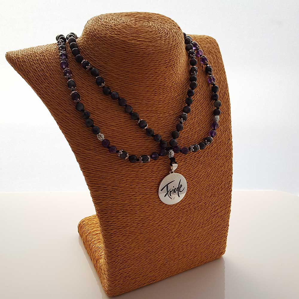 Exklusives Mala-Collier Friede – Labradorit & Amethyst für Schutz & weibliche Ausstrahlung sofort sichern
