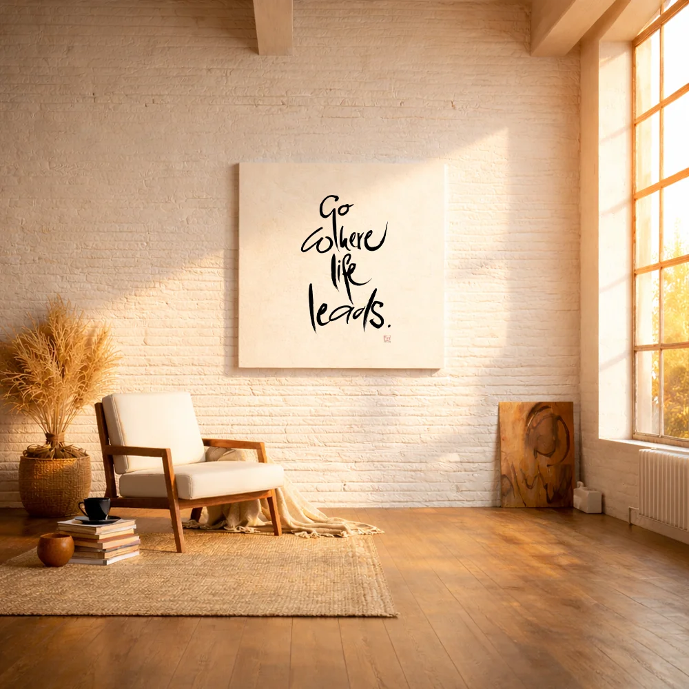Inspirierendes Leinwandbild „Go where life leads.“ – Sign by Jwala® Original, Limited Edition, hochwertige Kunst aus Tirol, Motivation für Aufbruch und persönliche Entwicklung