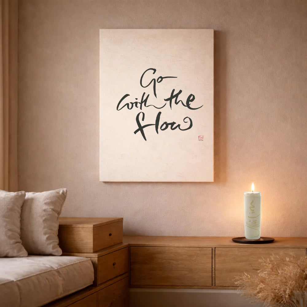Originaldruck Leinwand „Go with the flow“ – SignShop.Tirol, einzigartige Wandkunst, handgemacht, wertvolles Geschenk für Zusammenhalt und Harmonie