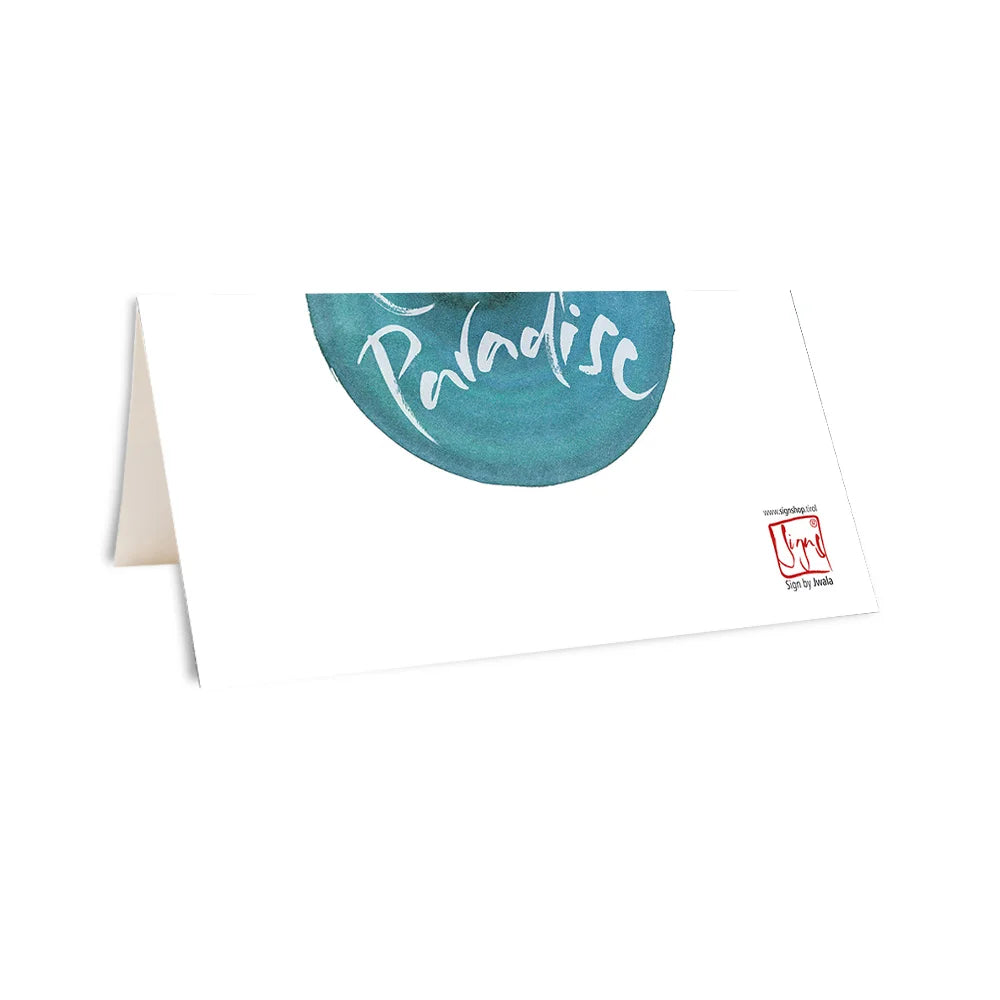 Personalisierbare Klappkarte „Celebrate Paradise“ kaufen – Besondere, handgemachte Grußkarten zum Individualisieren online im SignShop Tirol bestellen – Einzigartige Karten für persönliche Botschaften und besondere Anlässe