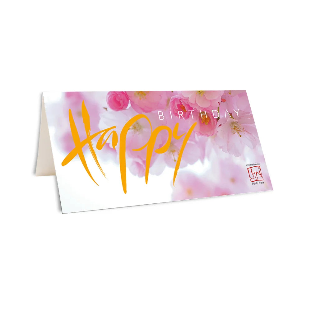 Spirituelle, personalisierbare Klappkarte „Happy Birthday“ zum Geburtstag kaufen – Besondere, handgemachte Geburtstagskarten zum Individualisieren online im SignShop Tirol bestellen – Einzigartige Karten für persönliche und herzliche Geburtstagsgrüße
