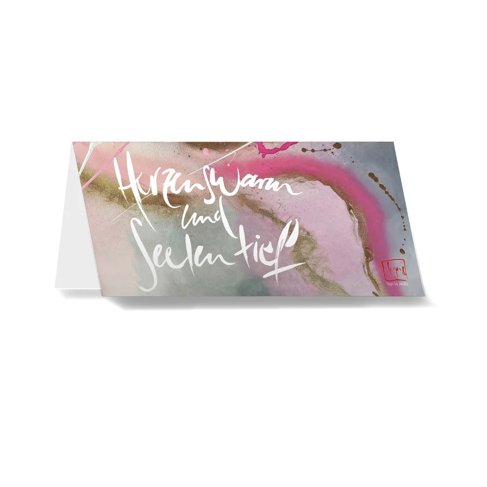 Spirituelle, personalisierbare Klappkarte „Herzenswarm und Seelentief“ kaufen – Besondere, handgemachte Grußkarten zum Individualisieren online im SignShop Tirol bestellen – Einzigartige Karten für liebevolle und tiefgründige Botschaften
