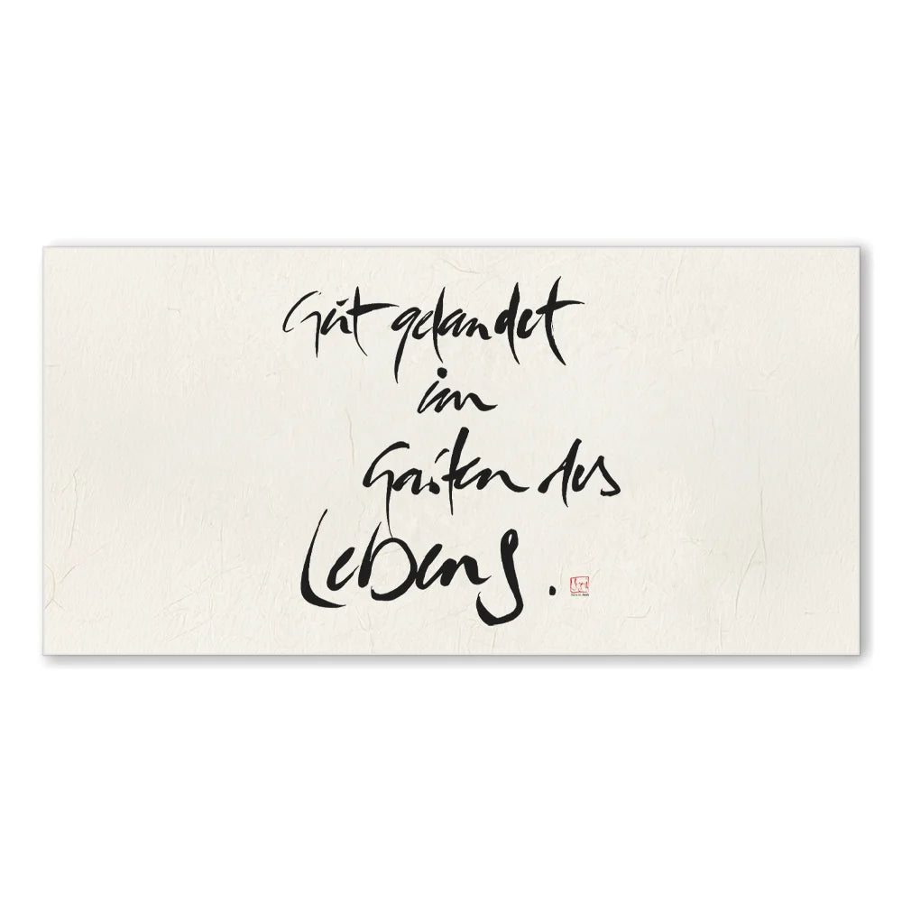 Exklusive Leinwand „Gut gelandet im Garten des Lebens“ – Originaldruck von Sign by Jwala®, handgefertigte Wandkunst aus Tirol, Limited Edition