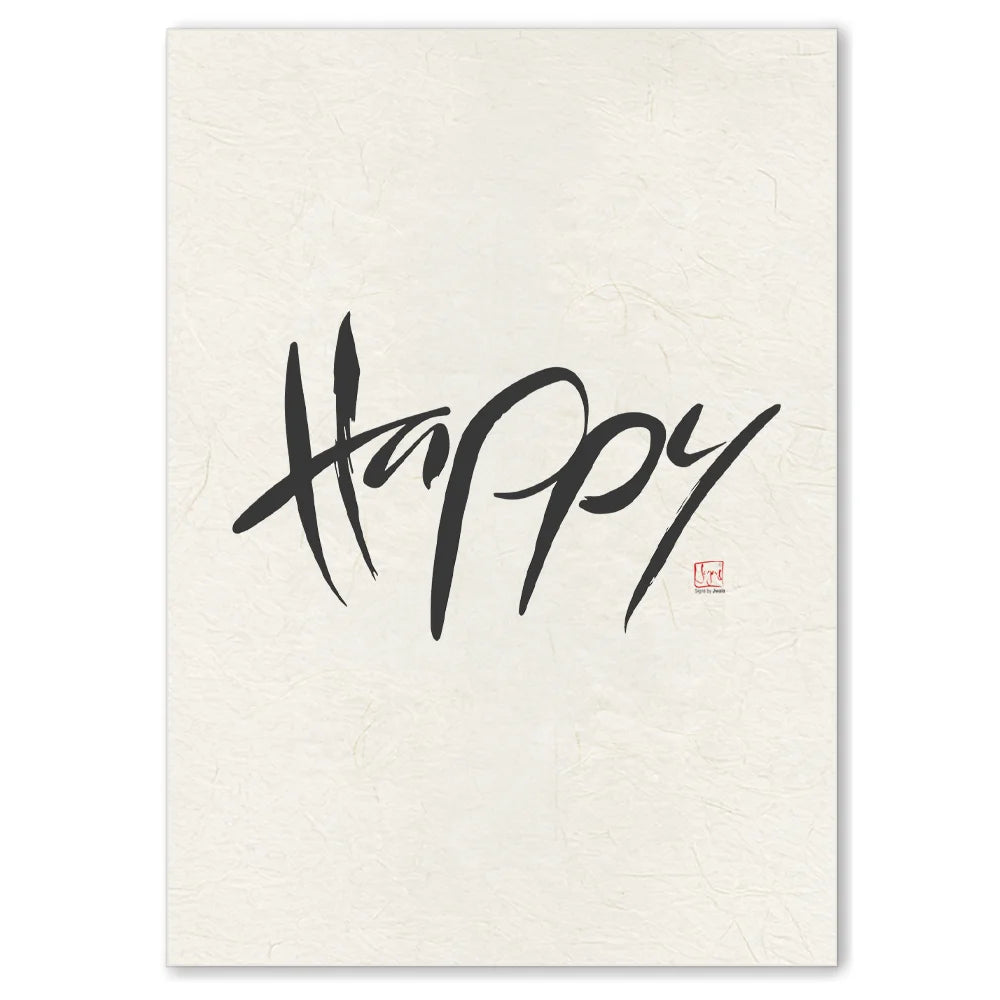 Premium Wandbild „Happy“ – Sign by Jwala® Originaldruck, hochwertige Leinwand, spirituelle Kunst, Unikat aus Tirol, exklusives Wohnaccessoire für Lebensfreude