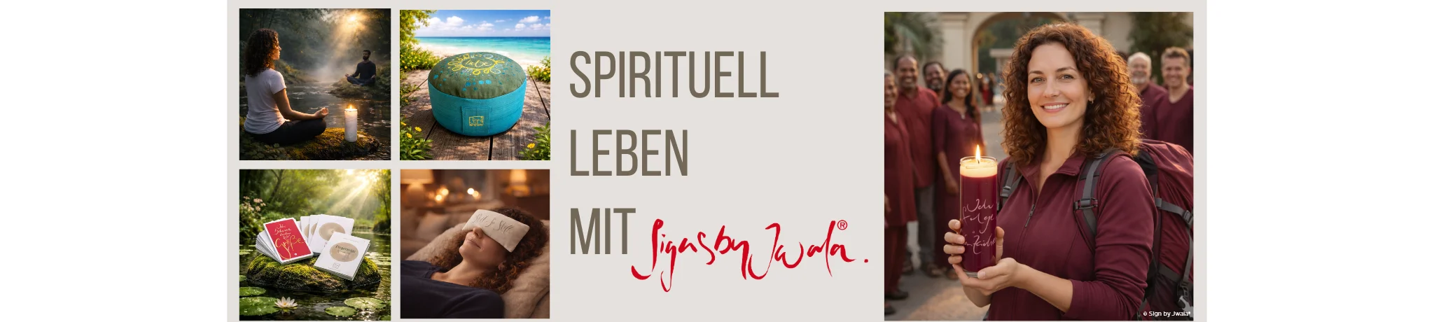 Spirituelle Lebensfreude mit Signs by Jwala – Inspirierende Kerzen, Orakelkarten und Yogakissen online im SignShop Tirol entdecken – Besondere Produkte für mehr Achtsamkeit, Wohlbefinden und Herzenswärme