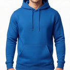 Klassischer Herren-Hoodie in kräftigem Royla Blue ohne Sign, perfekt geeignet für Textil-Bedruckung.