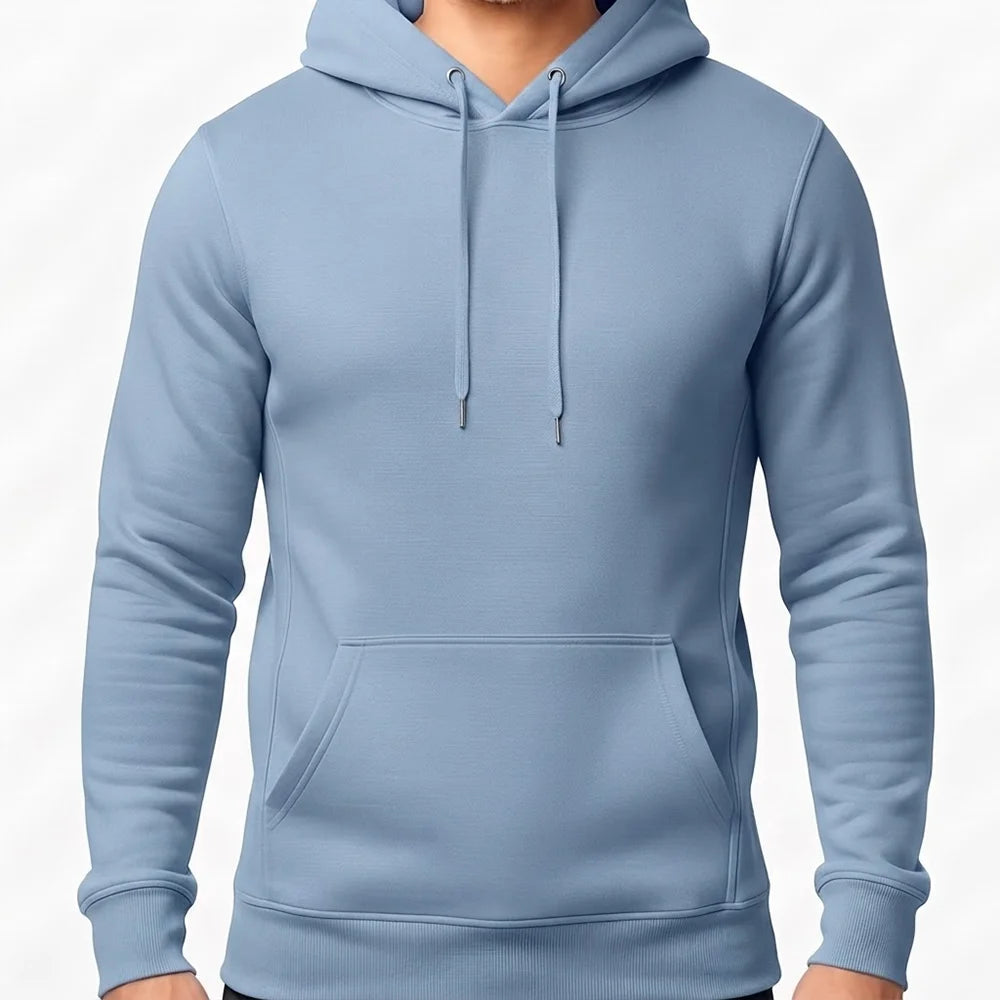 Schlichter Herren-Kapuzenpullover in Sky Blue ohne Sign im Signshop Tirol