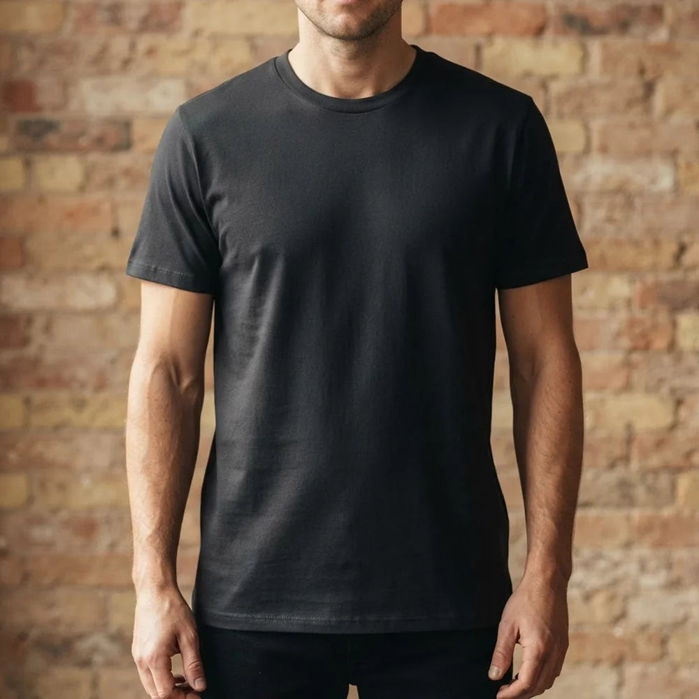 Schwarzes Herren-T-Shirt von Stanley/Stella aus bis zu 100 % gekämmter Bio-Baumwolle mit liebevoller spiritueller Botschaft