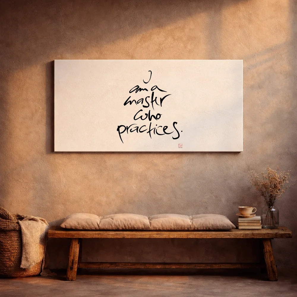 Inspirierendes Leinwandbild „I am a master who practices.“ – Sign by Jwala® Original, Limited Edition, hochwertige Kunst aus Tirol, Motivation für Durchhaltevermögen und Wachstum