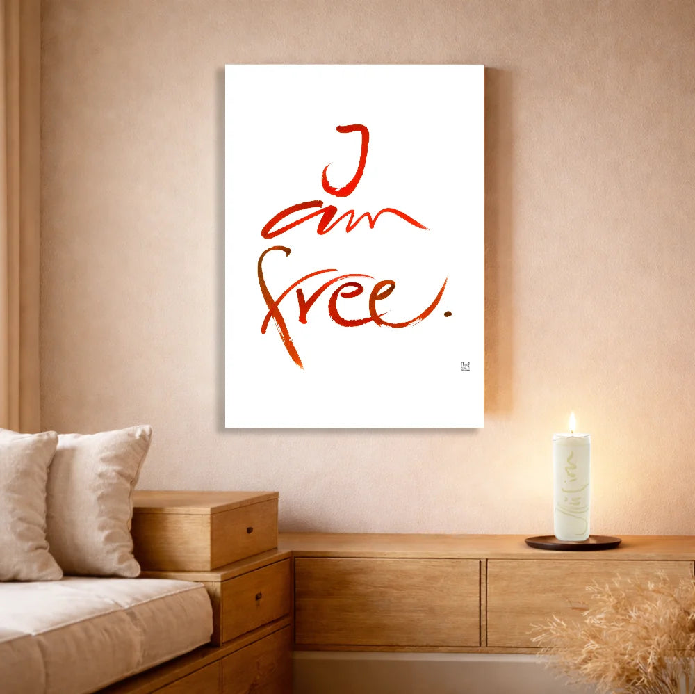 Leinwand I am free – Englisches Wandbild mit spiritueller Bedeutung für Paare | SignShop Tirol