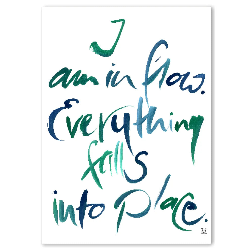 
Englische Leinwand I am in flow. Everything falls into place – Premium Wanddeko mit positiver Message bestellen | SignShop Tirol