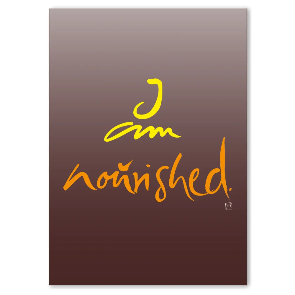 Premium Leinwandbild „I am nourished.“ – Sign by Jwala® Originaldruck mit Fingerzeige Karte, hochwertige spirituelle Kunst, Unikat aus Tirol