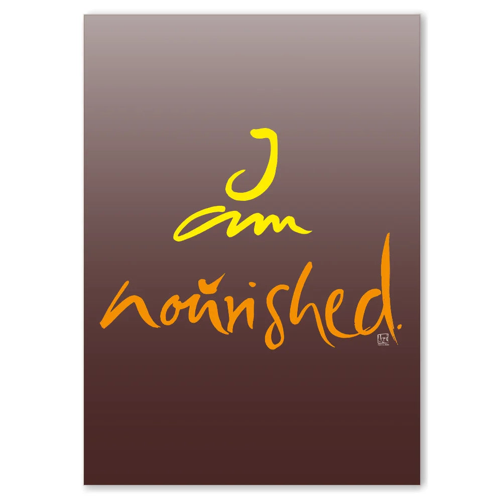 Premium Leinwandbild „I am nourished.“ – Sign by Jwala® Originaldruck mit Fingerzeige Karte, hochwertige spirituelle Kunst, Unikat aus Tirol