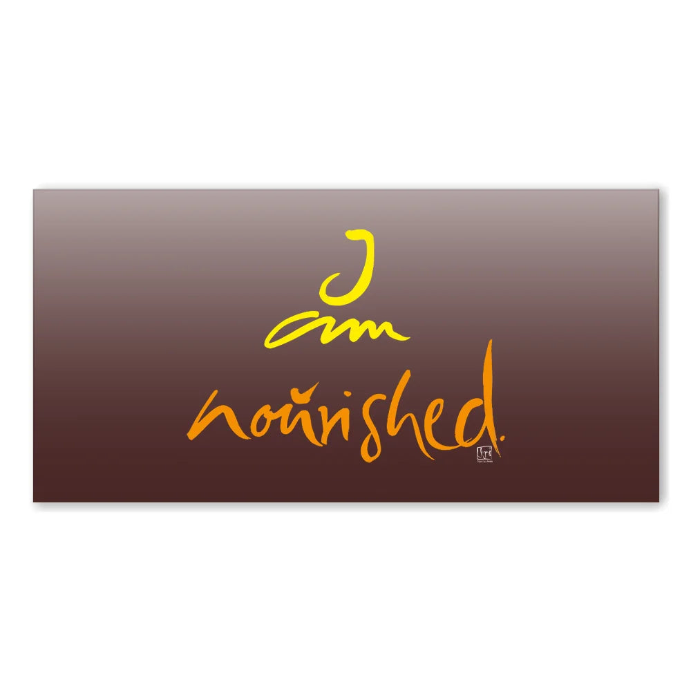 Inspirierende Leinwand „I am nourished.“ – Sign by Jwala® Original, Limited Edition, hochwertige Kunst aus Tirol, Fingerzeige Karte als Motivation