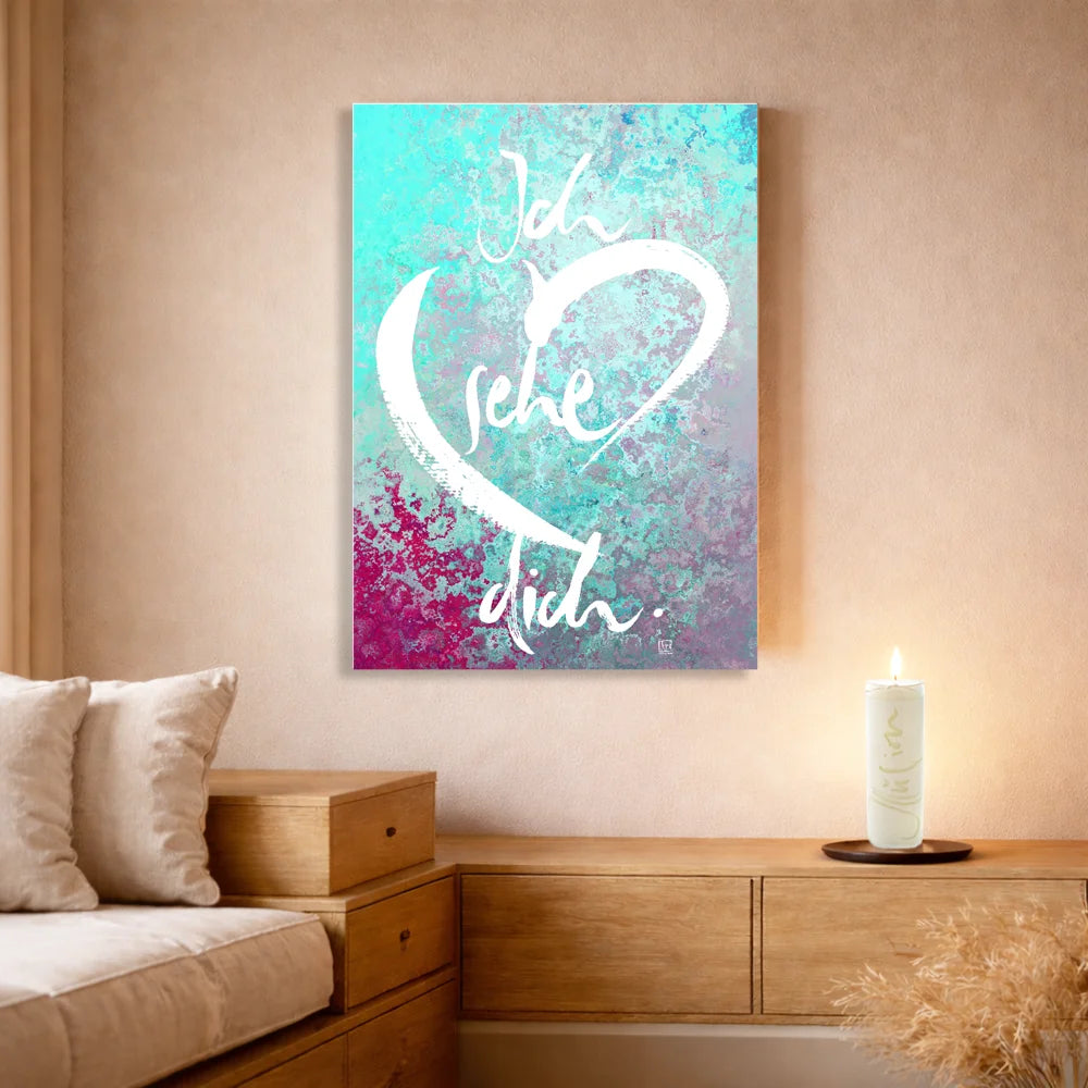 Exklusive Leinwand für Paare „ich sehe dich.“ mit WIR Karte – Originaldruck von Sign by Jwala®, handgefertigte Wandkunst, Limited Edition, einzigartiges Geschenk für Beziehung und Wertschätzung