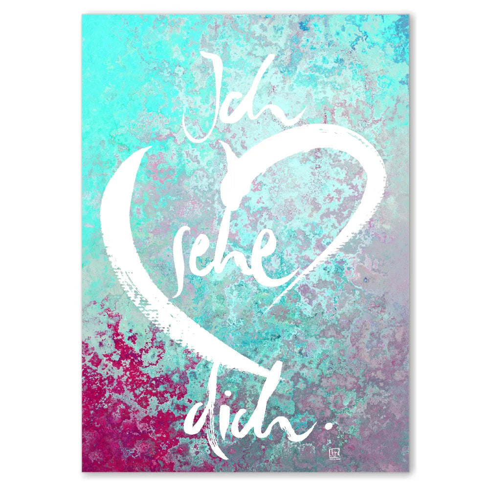 Premium Wandbild „ich sehe dich.“ für Paare – Sign by Jwala® Originaldruck, hochwertige Leinwand mit WIR Karte, spirituelle Kunst, Unikat, exklusives Wohnaccessoire für Nähe und Achtsamkeit
