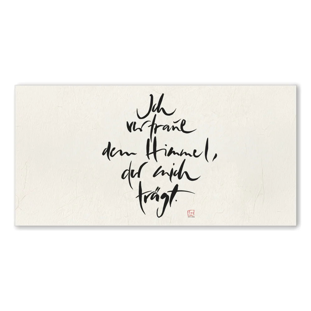Inspirierende Leinwand „I am nourished.“ – Sign by Jwala® Original, Limited Edition, hochwertige Kunst aus Tirol, Fingerzeige Karte als Motivation
