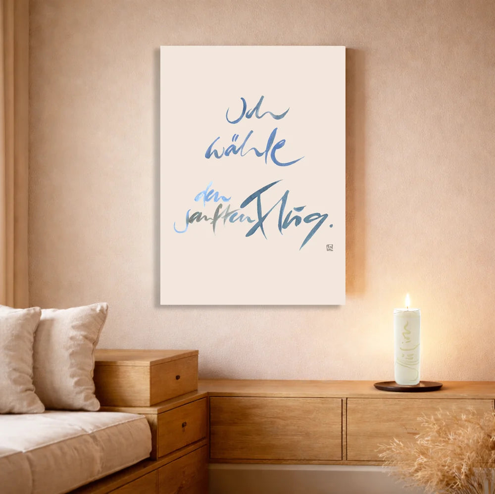 Hochwertige Leinwände für Paare – Spirituelle Wandbilder mit WIR Karte | Ich wähle den sanften Flug | SignShop Tirol