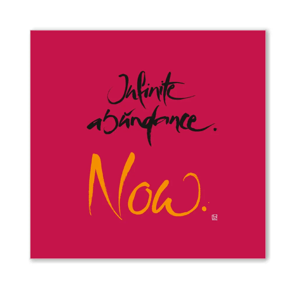 Originaldruck Leinwand „Infinite abundance. now.“ – SignShop.Tirol, einzigartige Wandkunst mit Fingerzeige Karte, handgemacht, wertvolles Geschenk für Fülle und Wohlstand