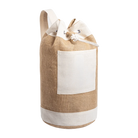 Jute-Seesack mit weißem Fach und Kordelzugverschluss mit Sign by Jwala – Vorderseite