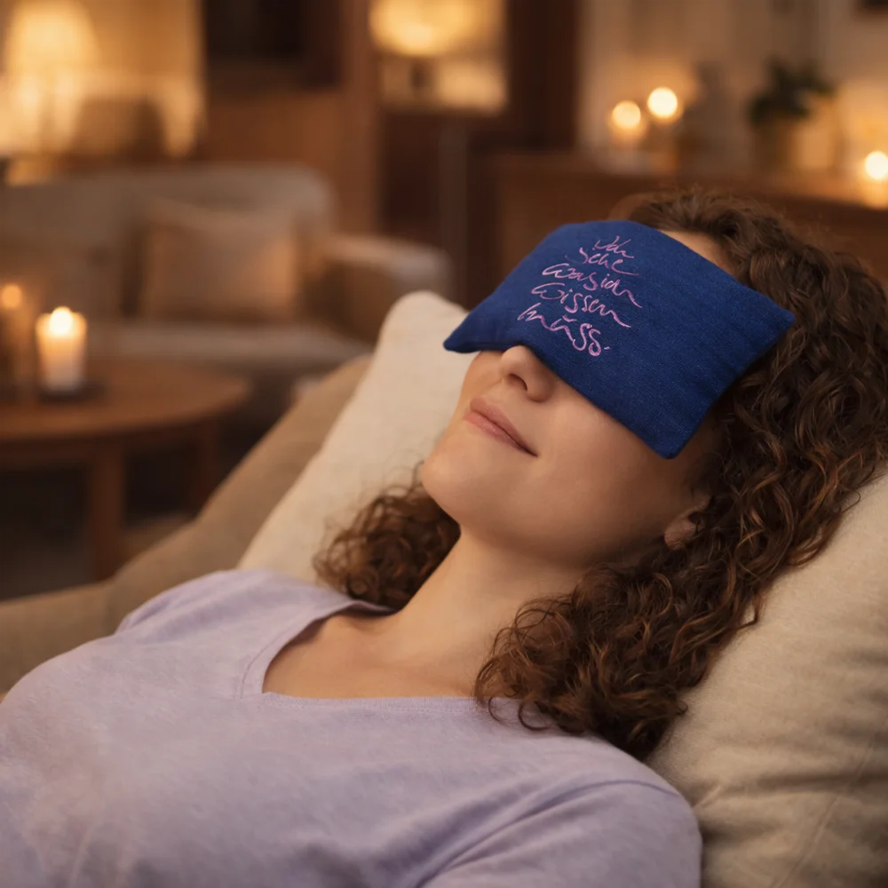 Erkenntnis-Set online kaufen – Kerze „Ich sehe, was ich wissen muss“, Dritte-Auge-Kissen mit Lapislazuli & handgefertigter Stoffbeutel, exklusiv im SignShop Tirol