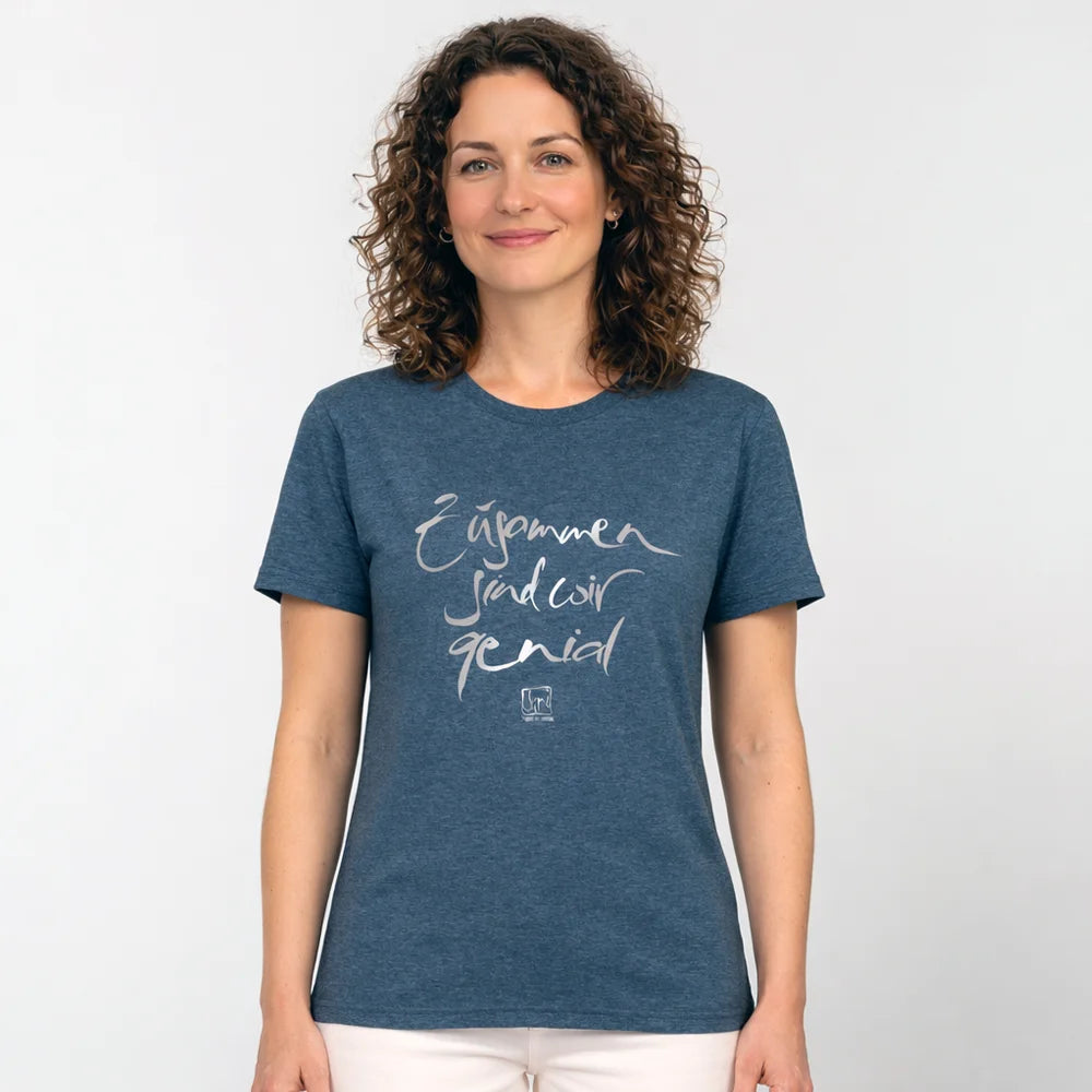 Nachhaltiges Team-Building T-Shirt „Zusammen sind wir genial“ – Unisex Shirt aus Bio-Baumwolle in bester Qualität für Gruppen, Familien & Paare, im SignShop Tirol online kaufen