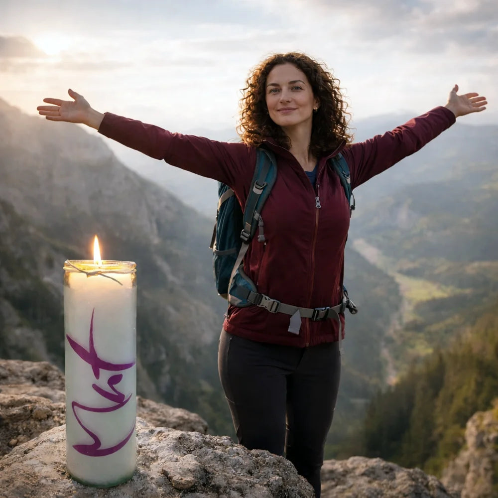 Veredelte Glas-Kerze „Lila Mut“ in Weiß bestellen – Einzigartige SignKerze mit inspirierender Aufschrift, exklusiv online im SignShop Tirol – Geschenk für Mut und Selbstvertrauen