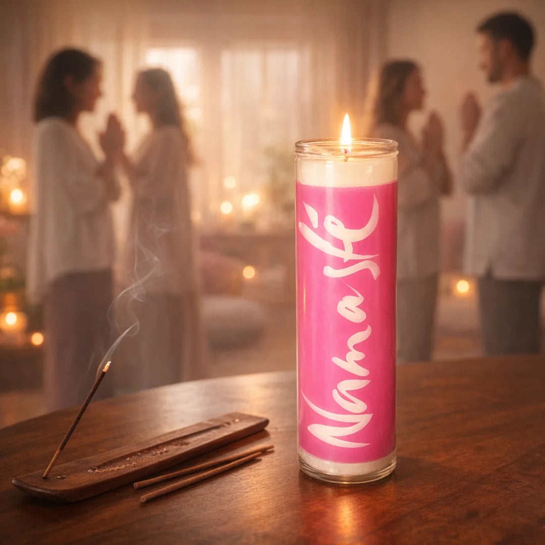 SignKerze „Namaste“ – Duftfreie, vegane Kerze mit spiritueller Botschaft, Zero-Waste, als besondere Geschenkidee im SignShop Tirol online kaufen
