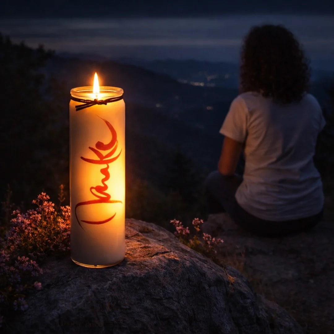 SignKerze „Danke“ – Vegane, duftfreie Kerze mit inspirierender Dankbarkeitsbotschaft, Zero-Waste, als besonderes Geschenk im SignShop Tirol online kaufen