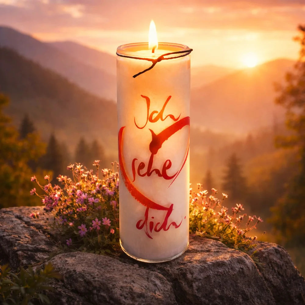 Premium Duftkerze „Ich sehe dich“ – Sign by Jwala®, liebevoll gefertigte Designkerze, spirituelle Wohnaccessoires, Unikat aus Tirol, exklusives Wohnaccessoire