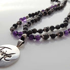 Exklusives Mala-Collier Labradorit & Amethyst – handgefertigte Meditationskette, Original von Sign by Jwala®, Limited Edition, hochwertiger Edelsteinschmuck für Schutz, Klarheit und inneren Frieden