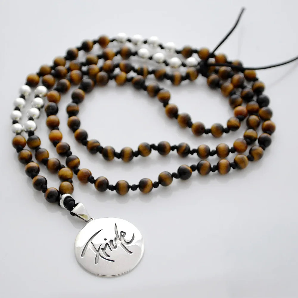 Premium Mala „Friede“ Tigerauge – Sign by Jwala®, edle Handarbeit, Unikat, exklusives Schmuckstück für Schutz, Balance und spirituelle Entwicklung